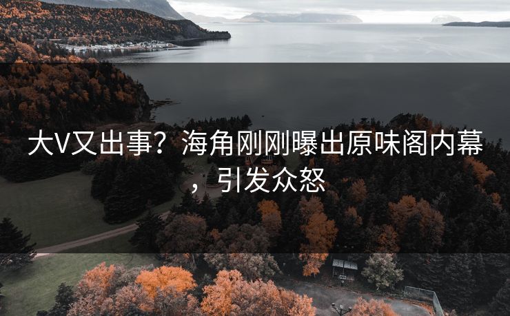 大V又出事？海角刚刚曝出原味阁内幕，引发众怒