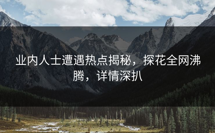 业内人士遭遇热点揭秘，探花全网沸腾，详情深扒